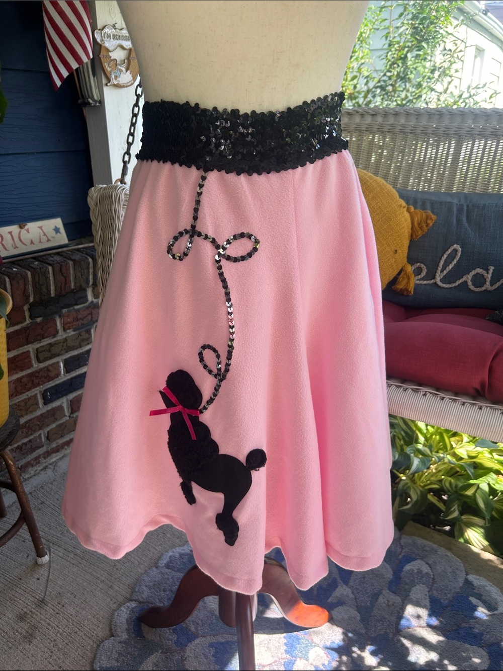 Pink Poodle Skirt with Black Sequin Waistband
